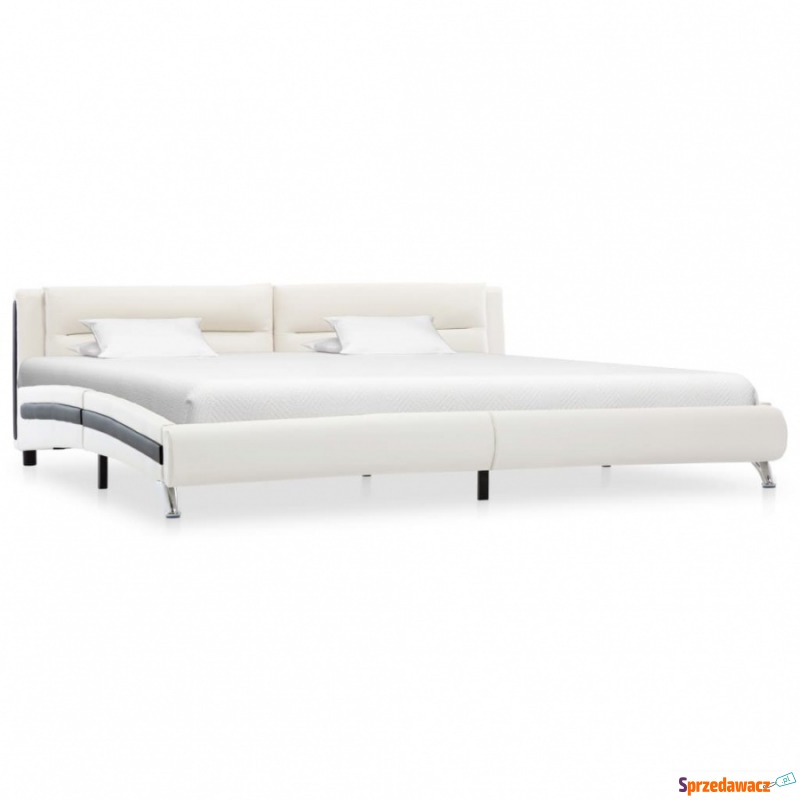 Rama łóżka, biała, sztuczna skóra, 180 x 200 cm - Łóżka - Lubowidz