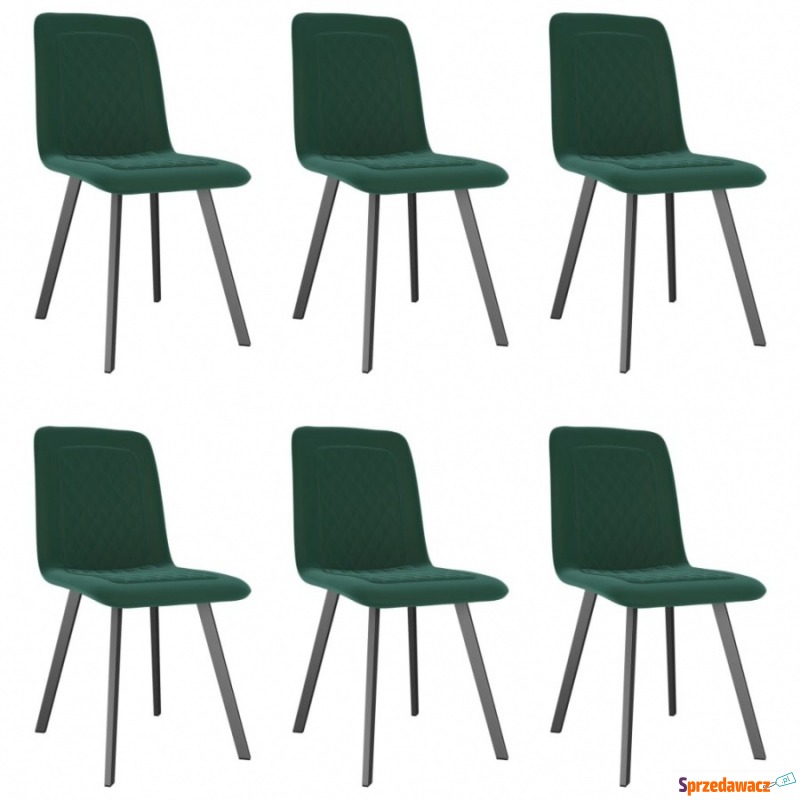 Krzesła stołowe, 6 szt., zielone, aksamitne - Krzesła kuchenne - Starogard Gdański