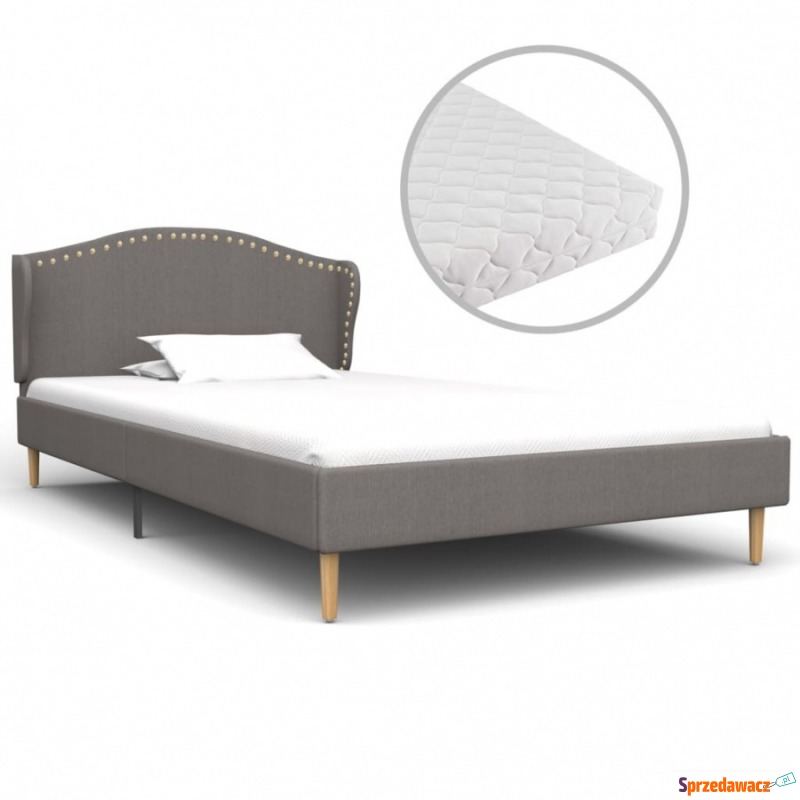Łóżko z materacem, jasnoszare, tkanina, 90 x... - Łóżka - Nowogard