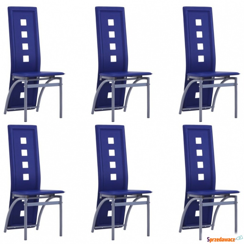 Krzesła do jadalni 6 szt. niebieskie sztuczna... - Krzesła do salonu i jadalni - Żukowo