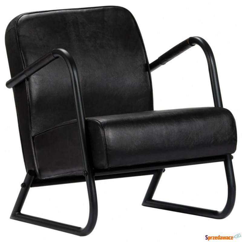 Fotel wypoczynkowy czarny skóra naturalna - Krzesła biurowe - Puławy