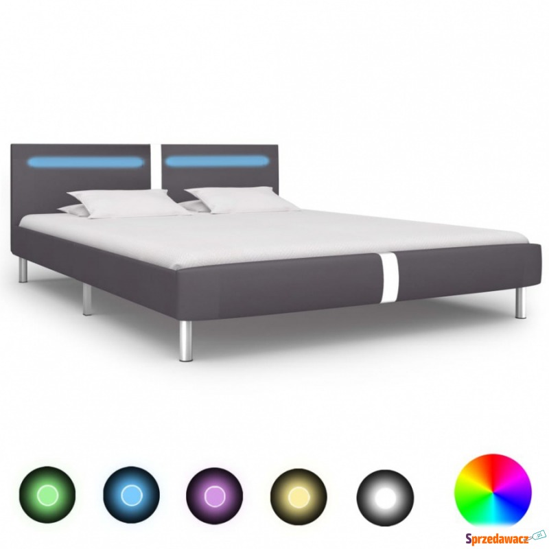 Rama łóżka LED, szara, sztuczna skóra, 180x200... - Stelaże do łóżek - Police