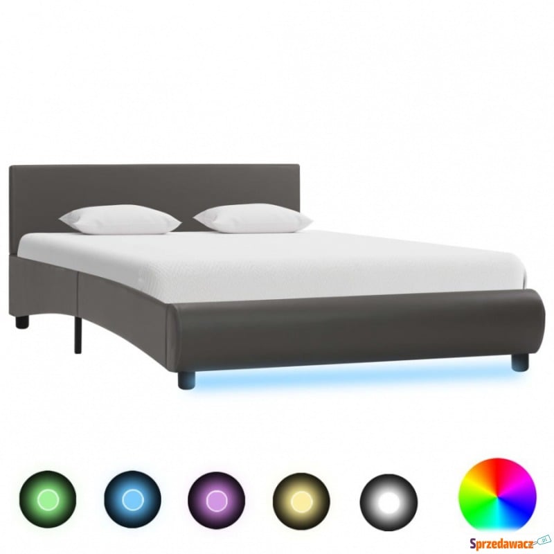 Rama łóżka z LED, szara, sztuczna skóra, 120 x... - Stelaże do łóżek - Skierniewice