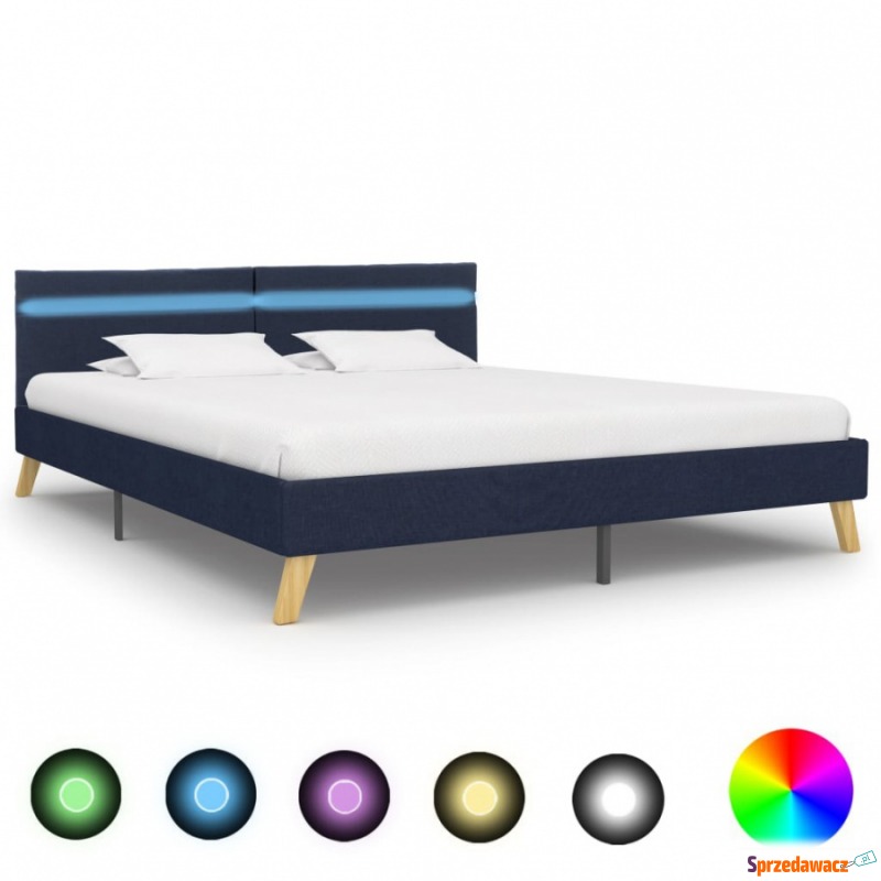 Rama łóżka z LED, niebieska, tkanina, 180 x 200... - Łóżka - Ostrowiec Świętokrzyski