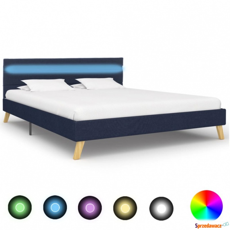Rama łóżka z LED, niebieska, tkanina, 120 x 200... - Łóżka - Koszalin