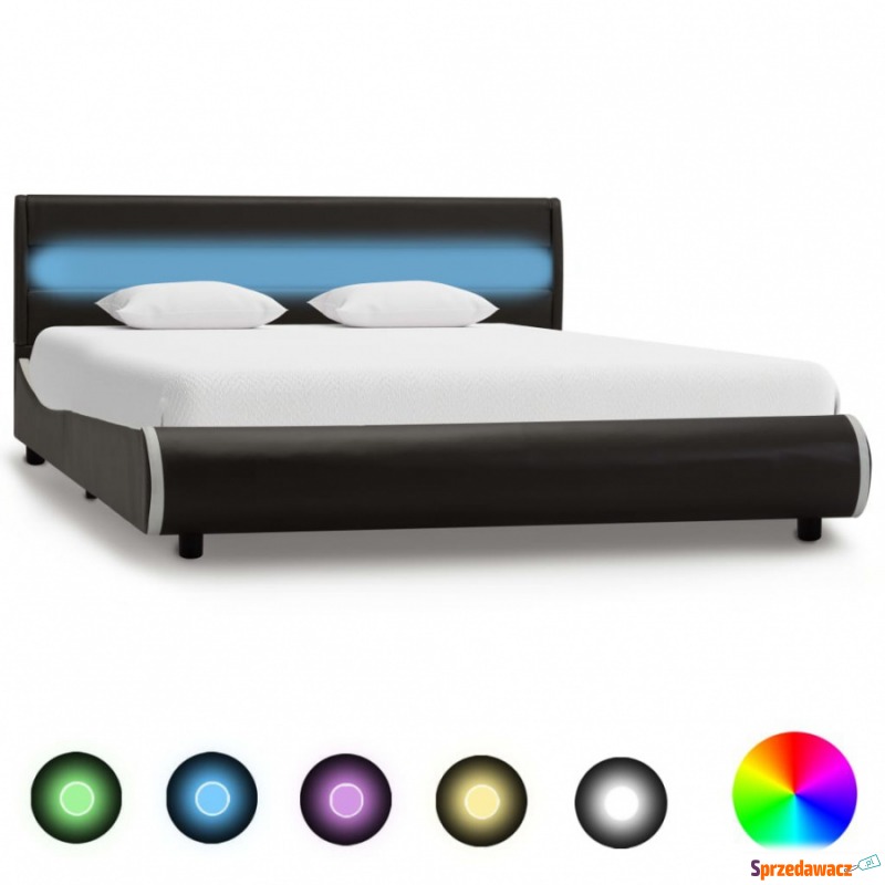 Rama łóżka z LED, antracytowa, sztuczna skóra,... - Łóżka - Tychy