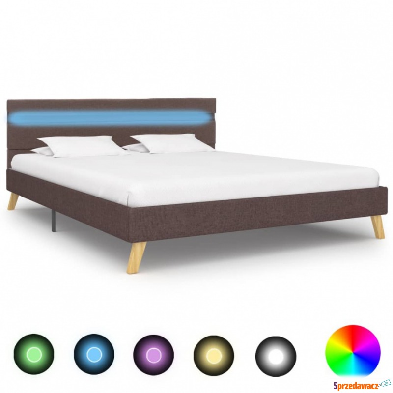 Rama łóżka z LED, taupe, tkanina, 160 x 200 cm - Łóżka - Chocianowice