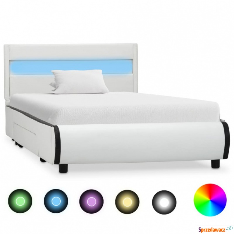 Rama łóżka z LED, biała, sztuczna skóra, 100... - Stelaże do łóżek - Zgorzelec