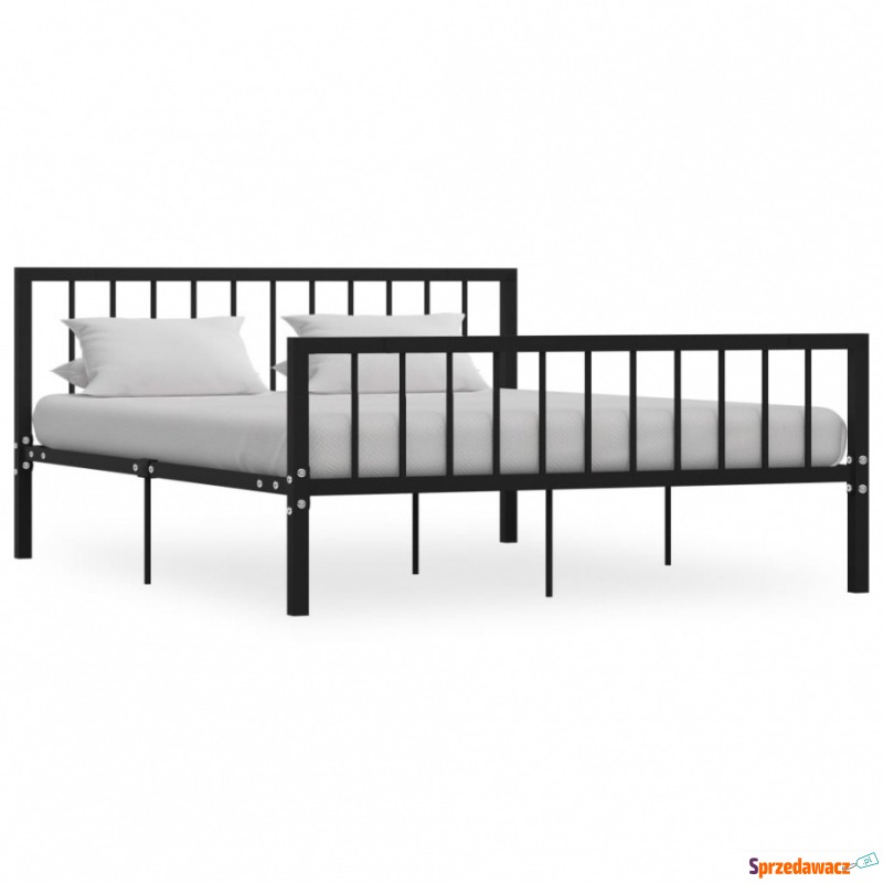 Rama łóżka, czarna, metalowa, 160 x 200 cm - Stelaże do łóżek - Ustka