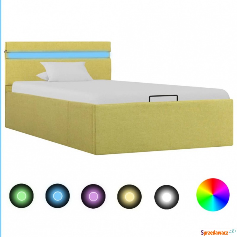 Rama łóżka z podnośnikiem i LED, limonkowa, t... - Łóżka - Jelcz-Laskowice