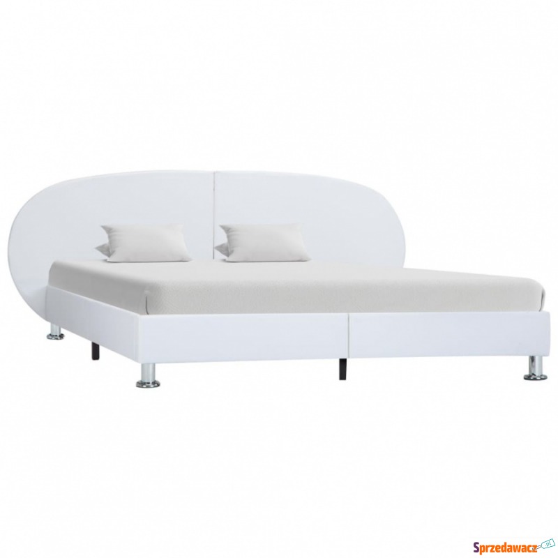 Rama łóżka, biała, sztuczna skóra, 140 x 200 cm - Łóżka - Domaszowice