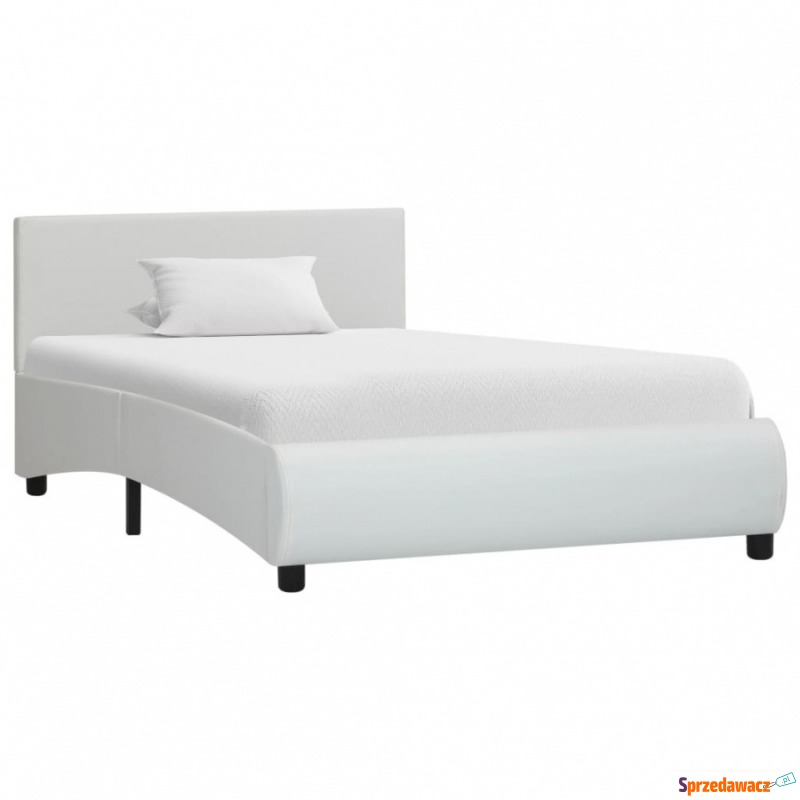 Rama łóżka, biała, sztuczna skóra, 90 x 200 cm - Łóżka - Świnoujście