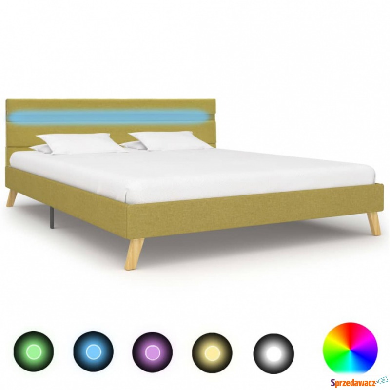 Rama łóżka z LED, zielona, tkanina, 120 x 200... - Stelaże do łóżek - Sopot