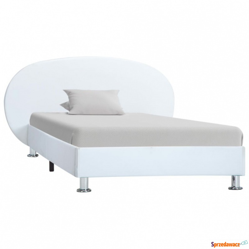Rama łóżka, biała, sztuczna skóra, 90 x 200 cm - Łóżka - Mysłowice