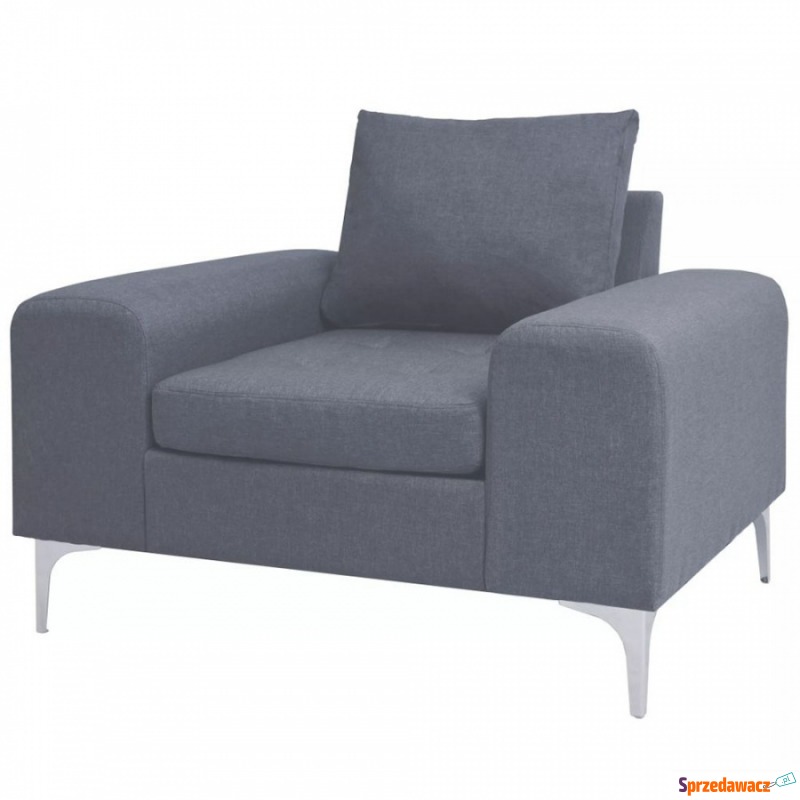 Fotel do salonu materiałowy z poduszką jasnoszary - Sofy, fotele, komplety... - Grabówka