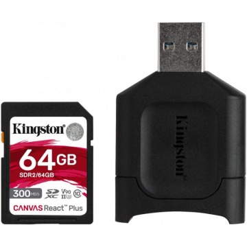 Kingston SDXC Canvas React Plus SDR2 64GB + czytnik SD MobileLite Plus