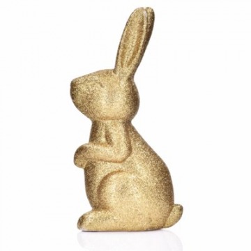 Figurka wielkanocna królik brokatowy DUKA HERBARIUM 13 cm złota porcelana