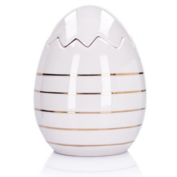 Pojemnik dekoracyjny z pokrywką jajko DUKA GODIS 15 cm biały ceramika