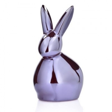 Figurka wielkanocna królik DUKA HERBARIUM 17 cm fioletowa ceramika