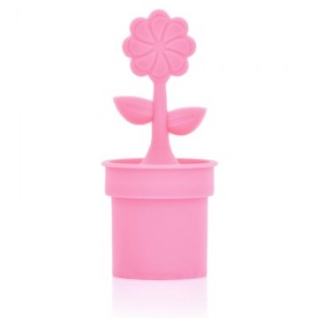 Zaparzacz do herbaty kwiat w doniczce DUKA KRUX różowy silikon