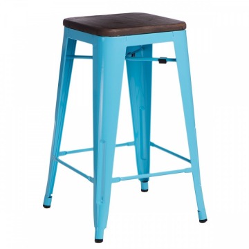 Krzesło barowe Paris Wood D2 65cm sosna orzech-niebieskie