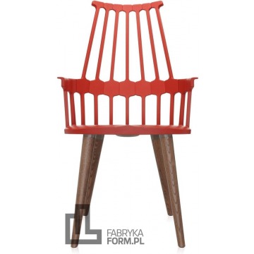 Krzesło na drewnianych nogach Comback pomarańczowoczerwone