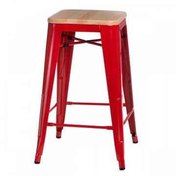 Krzesło barowe Paris Wood D2 65cm czerwone-sosna naturalna