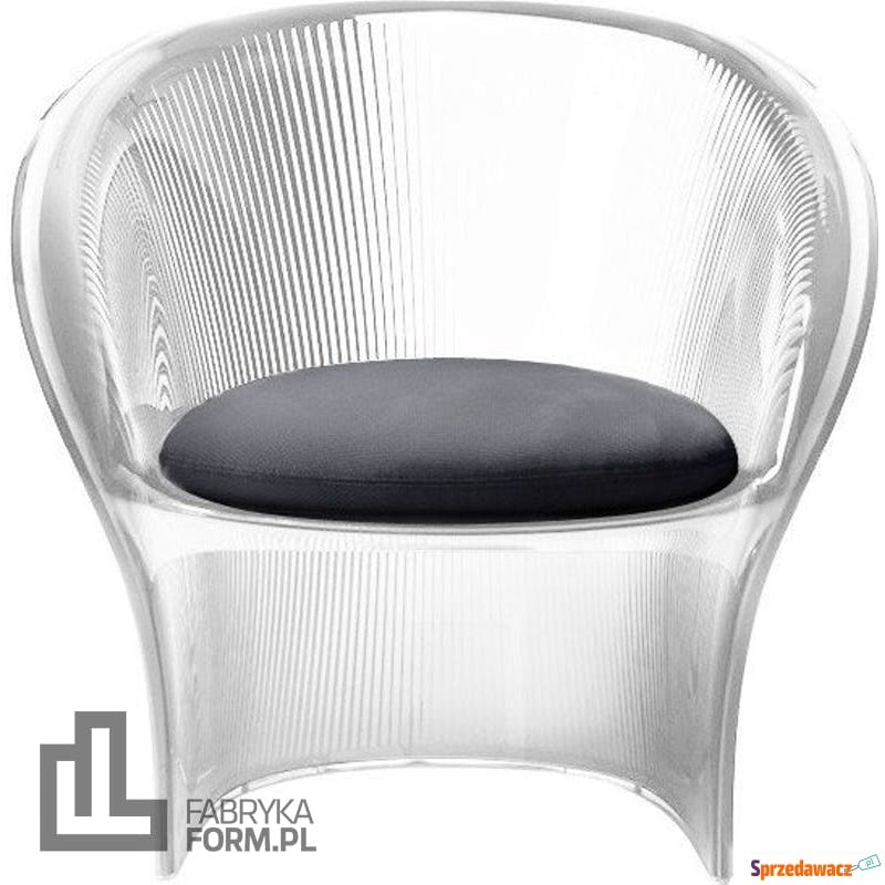 Fotel przezroczysty bezbarwny Flower czarny materiał - Sofy, fotele, komplety... - Pruszków