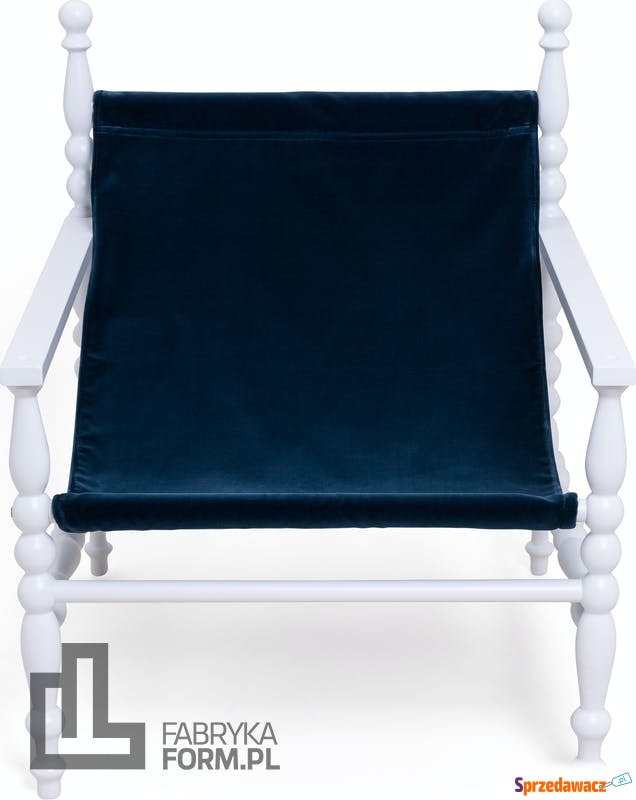 Fotel Heritage z białą ramą niebieski welwetowy - Sofy, fotele, komplety... - Ruda Śląska