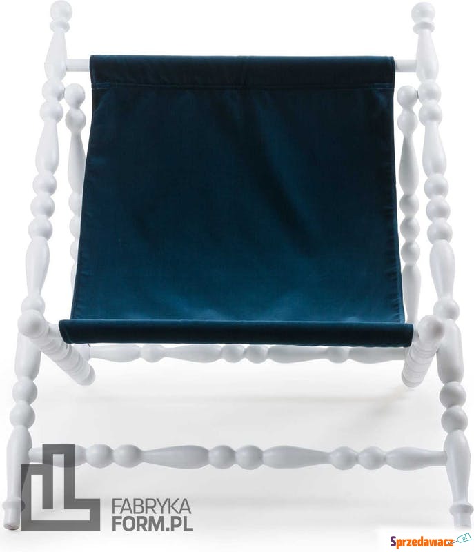 Leżak Heritage z białą ramą niebieski welwetowy - Leżaki - Bezrzecze