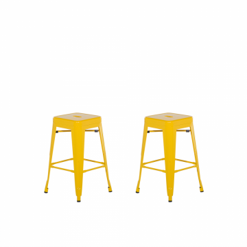 Zestaw 2 krzeseł barowych żółte wysokość 60 cm Faggio