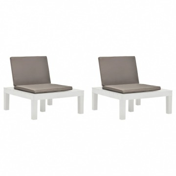 Krzesła ogrodowe z poduszkami, 2 szt., plastik, białe