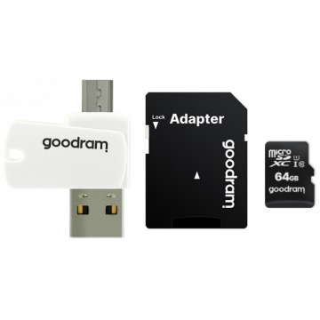 GOODRAM 64GB microSDXC class 10 UHS I + adapter + czytnik