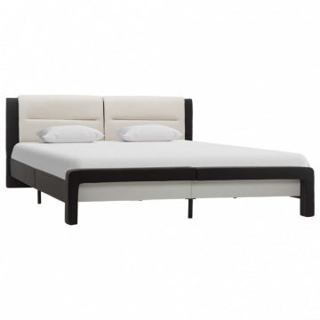 Rama łóżka, biało-czarna, sztuczna skóra, 180 x 200 cm