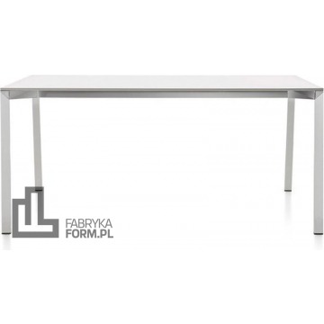 Stół Table_One 159 x 100 cm biały blat z polerowaną ramą