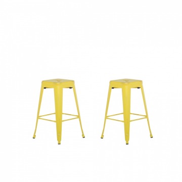 Zestaw 2 krzeseł barowych żółto-złote wysokość 60 cm Faggio BLmeble