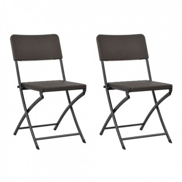 Składane krzesła ogrodowe, 2 szt., HDPE i stal, brązowe