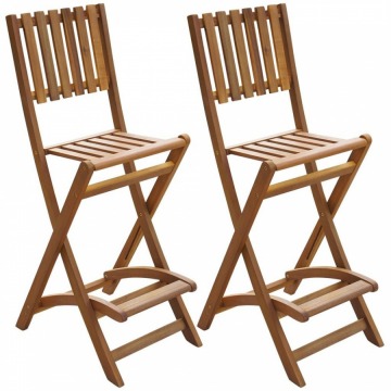 Składane krzesła barowe, 2 szt., lite drewno akacjowe