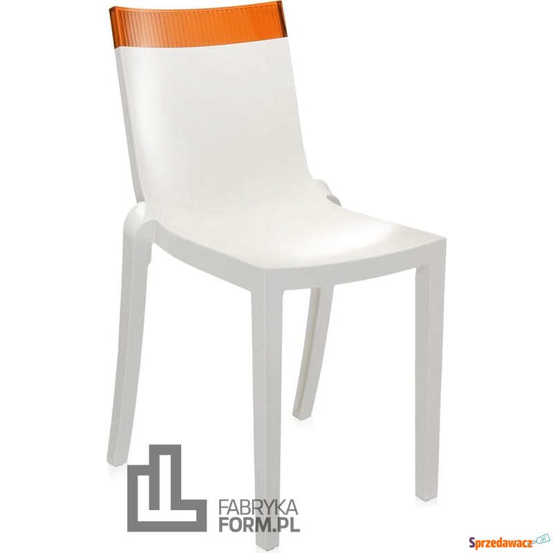 Krzesło Hi-Cut białe z pomarańczowym paskiem - Sofy, fotele, komplety... - Starachowice
