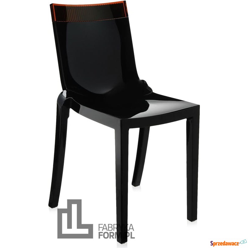 Krzesło Hi-Cut czarne z pomarańczowym paskiem - Sofy, fotele, komplety... - Chocianowice
