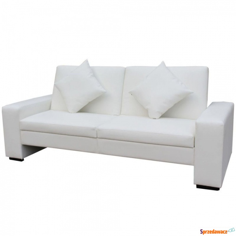 Rozkładana sofa ze sztucznej skóry biała - Sofy, fotele, komplety... - Tomaszów Mazowiecki