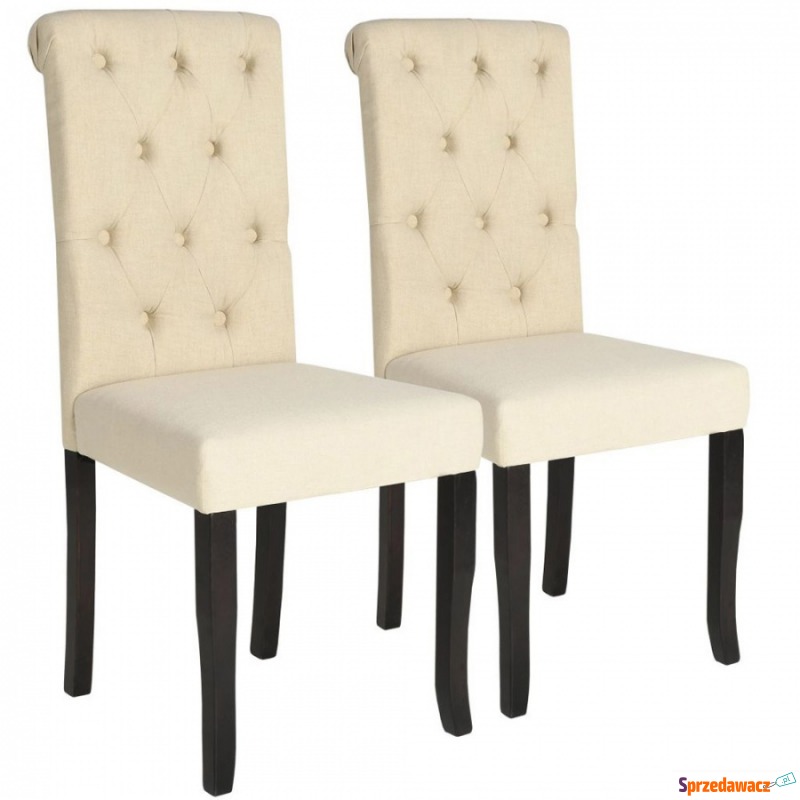 Krzesła do jadalni 2 szt. drewno i kremowy materiał - Krzesła do salonu i jadalni - Świdnica