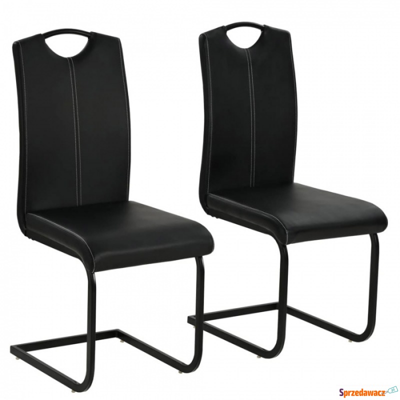 Krzesła do jadalni 2szt. sztuczna skóra czarne - Krzesła do salonu i jadalni - Jawor