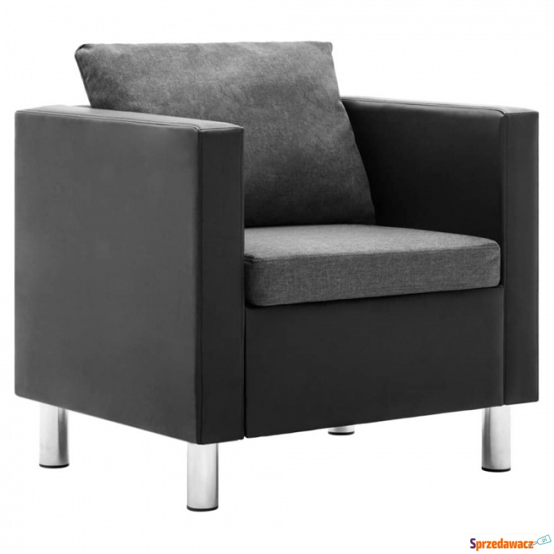 Fotel obity sztuczną skórą czarno-jasnoszary - Krzesła biurowe - Siedlce