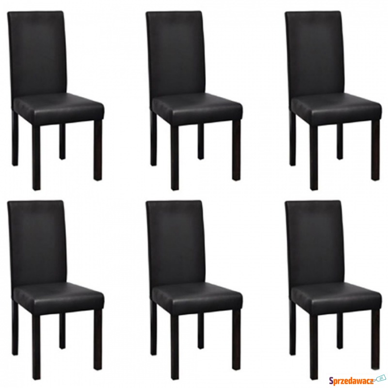 Krzesła do jadalni 6 szt. czarne sztuczna skóra - Krzesła do salonu i jadalni - Ruda Śląska