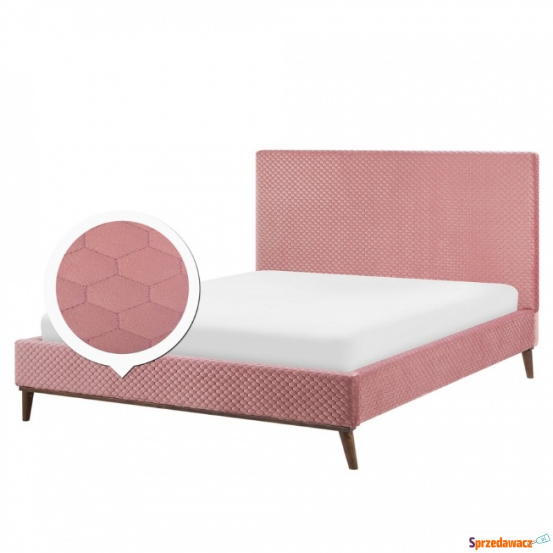 Łóżko welurowe 160 x 200 cm różowe BAYONNE - Łóżka - Kalisz