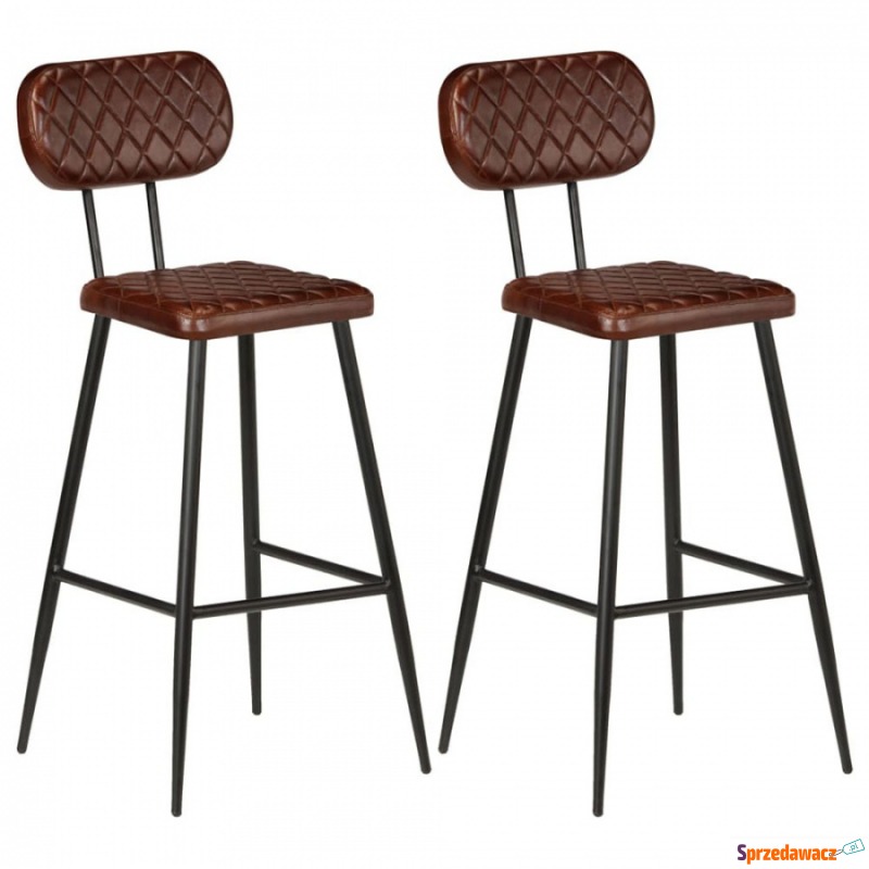 Krzesła barowe 2 szt. prawdziwa skóra brązowe - Taborety, stołki, hokery - Piaseczno