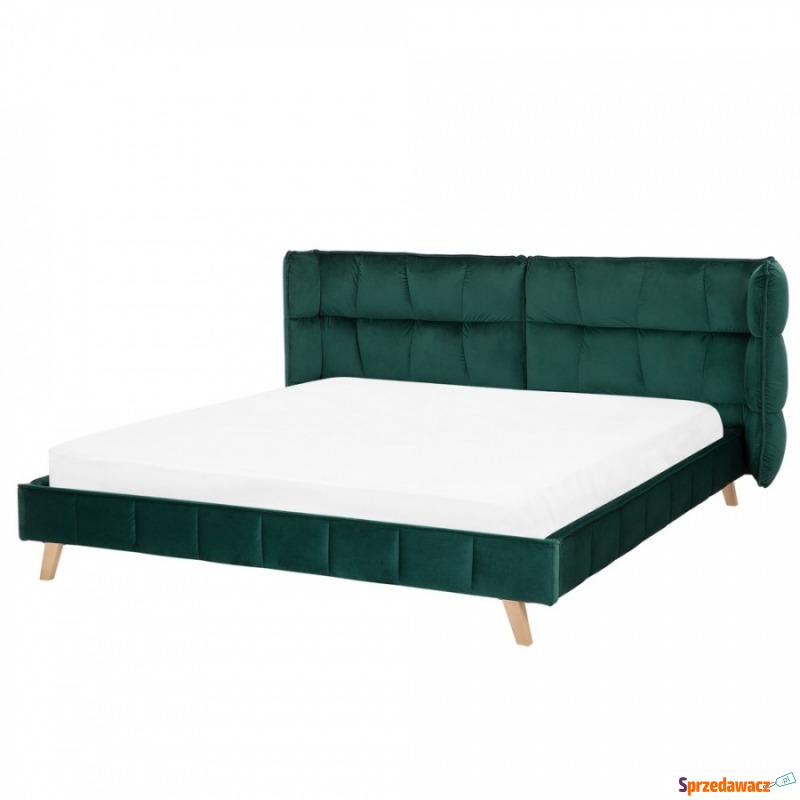 Łóżko welurowe 180 x 200 cm zielone SENLIS - Łóżka - Sanok