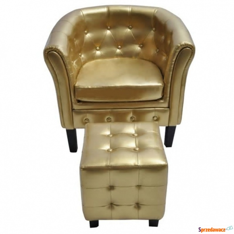 Fotel z podnóżkiem, złoty, sztuczna skóra - Krzesła biurowe - Płock