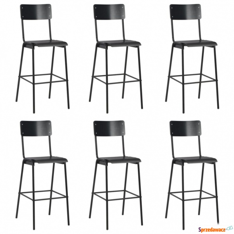 Krzesła barowe, 6 szt., czarne, sklejka i stal - Taborety, stołki, hokery - Radom